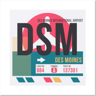 Des Moines (DSM) Airport // Sunset Baggage Tag Posters and Art